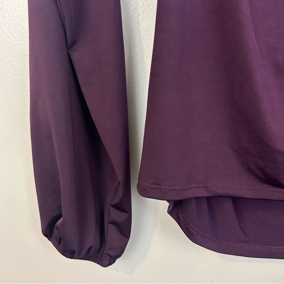 NWT Lush Davos Square Neck Back Tie Knit Purple Balloon Sleeve Top Size Large - Picture 9 of 10